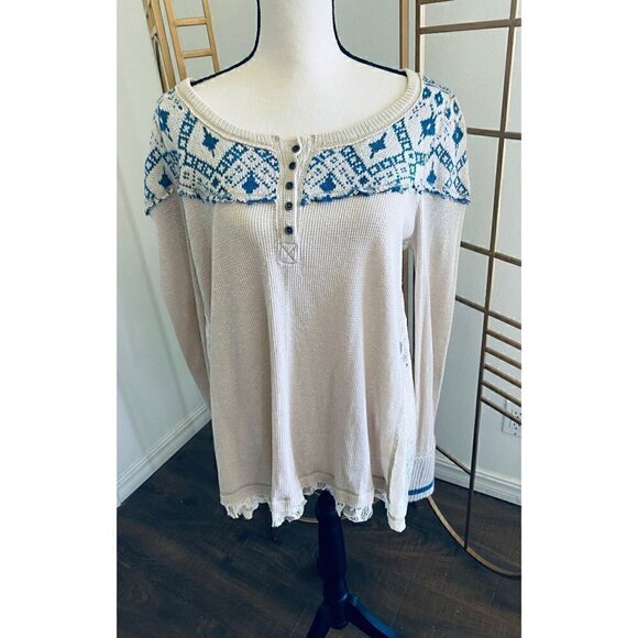 Free People  Women's Sweater Round Neck  Long Sleeves Multicolor Size Large - Picture 2 of 8